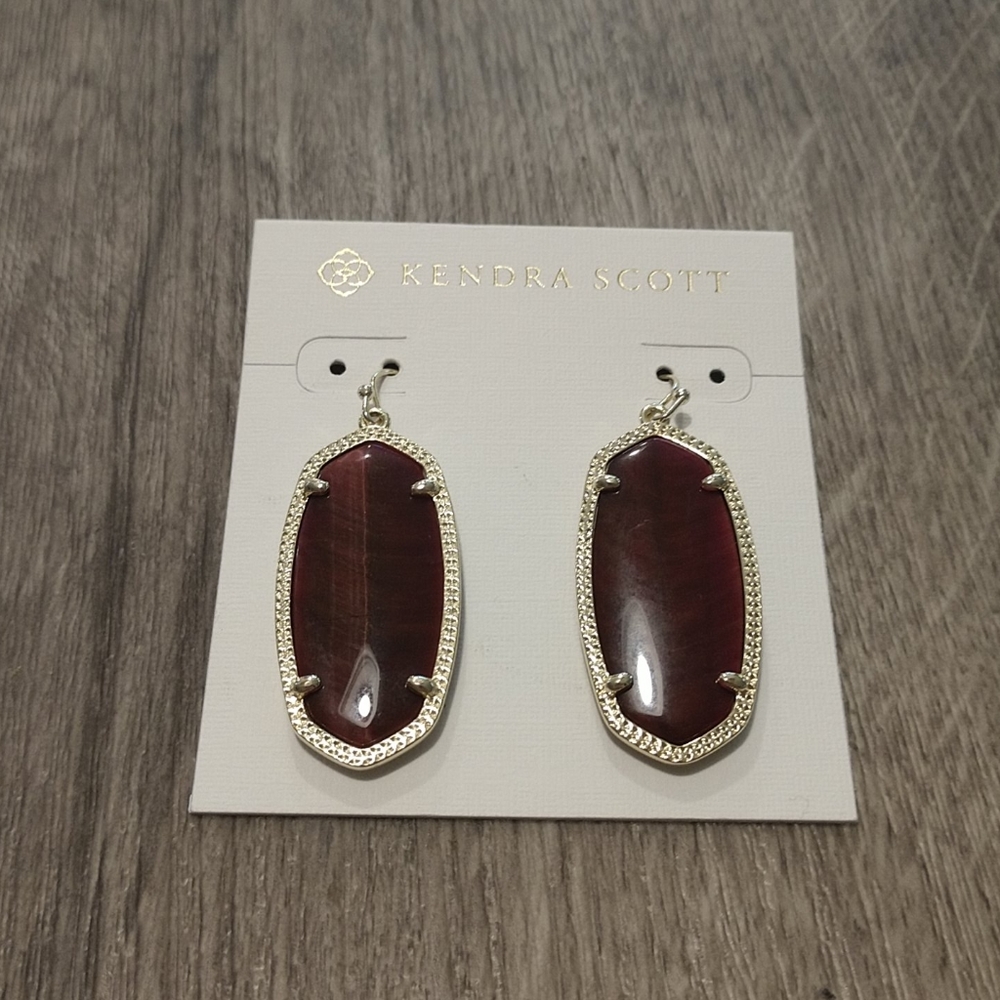 SEND ANY OFFER ❤️ Kendra Scott Bordeaux Tiger's Eye Elles - Picture 6 of 6